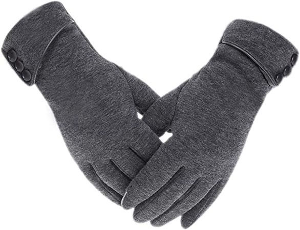 Tomily Womens Touch Screen Phone Fleece Windproof Gloves Winter Warm Wear (Gray)