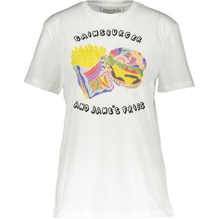 White Burger & Fries Print T Shirt