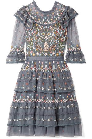 Needle & Thread | Paradise tiered embroidered tulle dress | NET-A-PORTER.COM