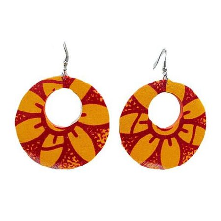 Orange African Print Hoop Earrings | African, African fabric, Hoop earrings