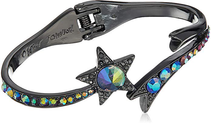 Amazon.com: Betsey Johnson (GBG) Betsey's Dark Magic Shooting Star Hinged Bangle Bracelet, Black, One Size: Gateway