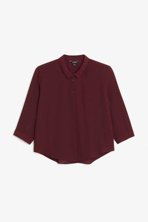 Flowy pleat back blouse - Wine red - Tops - Monki GB