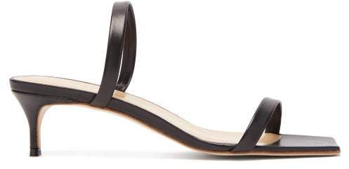 Thalia Square Toe Leather Sandals - Womens - Black