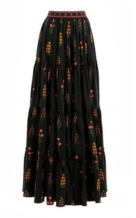 Macadamia Dahlia Cotton-Poplin Maxi Skirt By Agua By Agua Bendita | Moda Operandi