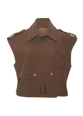 Cropped Vest Jacket- Walnut Brown – The Frankie Shop