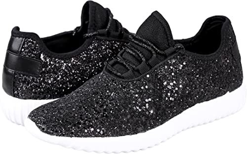Black Glitter Athletic Shoes