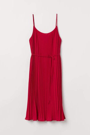 Pleated Dress - Red