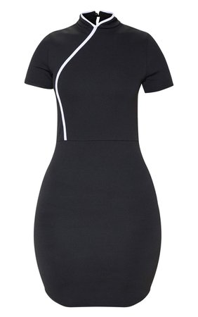 Black Oriental Short Sleeve Bodycon Dress - Dresses - from £8 - Clothing | PrettyLittleThing
