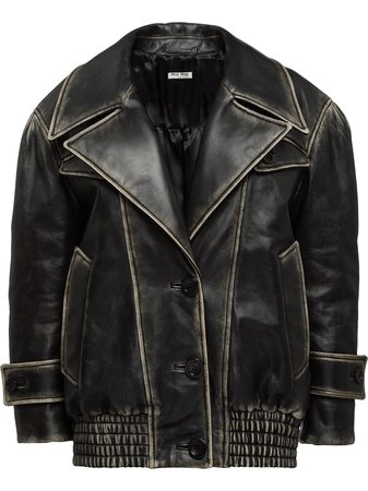 Miu Miu vintage-effect Leather Jacket - Farfetch