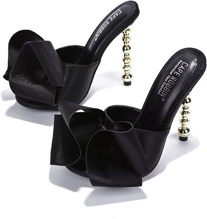 Amazon.com | Cape Robbin Salsa Sexy High Heels for Women, Oval Open Toe Shoes Heels - Black Size 9 | Heeled Sandals