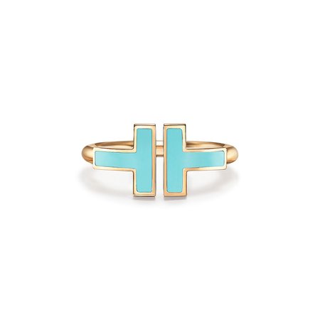 Tiffany T turquoise square ring in 18k gold. | Tiffany & Co.