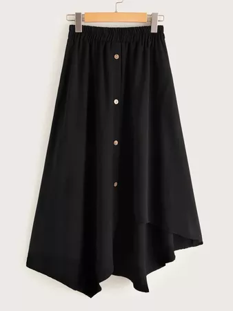 Asymmetrical Hem Button Front Skirt | SHEIN USA