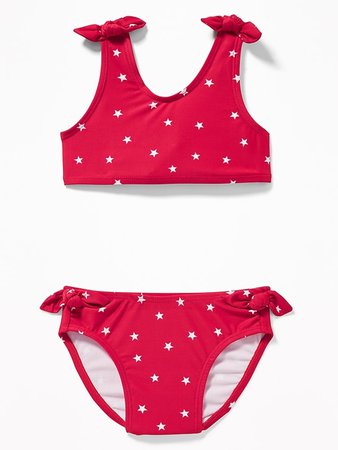 Star-Print Knotted Bow-Tie Bikini Swim Set for Toddler Girls | Old Navy