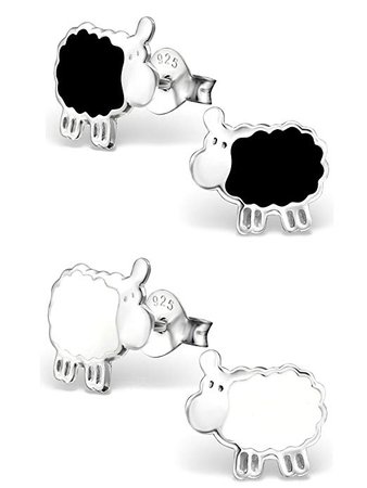 Amazon.com: ICYROSE 925 Sterling Silver Set of 2 Pairs Black & White Sheep Stud Earrings for Girls (Nickel Free) 20787: Jewelry