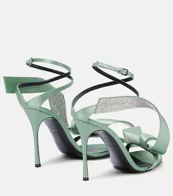 X Sergio Rossi Marquise Satin Sandals in Green - Area | Mytheresa