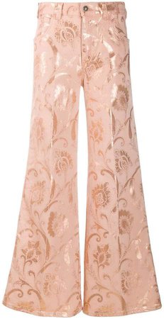 Baroque print flared jeans