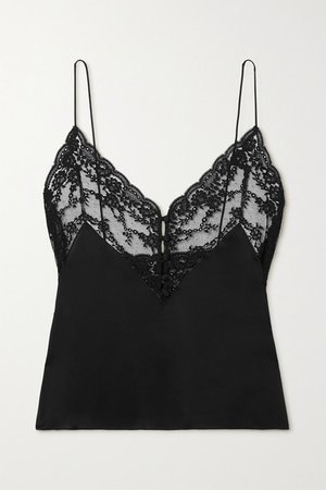 Lace And Silk-satin Camisole - Black