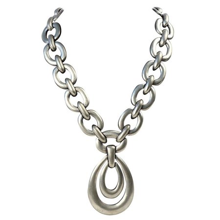 Hobé Silver Metal Chain Link Necklace For Sale at 1stdibs