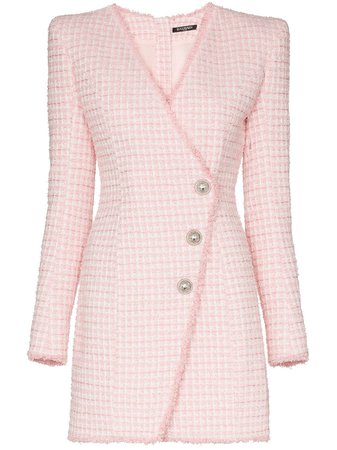 Balmain asymmetric-button Tweed Blazer Dress - Farfetch