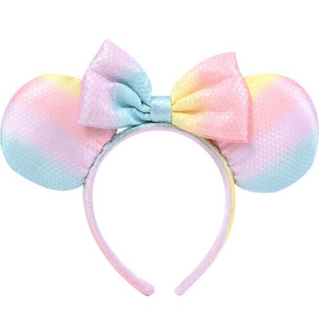 Tokyo Disney Resort Mickey Mouse Minnie Ears Rainbow Sequins Bow Headband | eBay