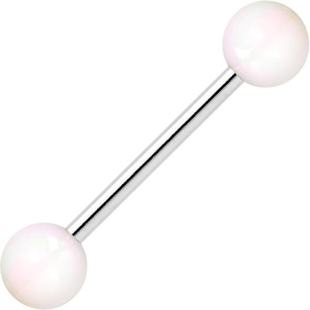 Metallic White 6mm Acrylic Ball Barbell Tongue Ring – BodyCandy
