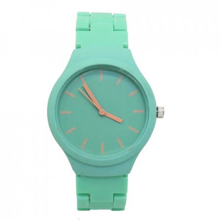 Relógio de Plastico Turquesa Com Ponteiro Rosa - Relógios - Bijoux Brincos e Acessórios