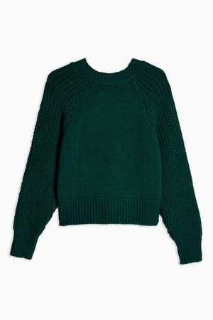 Knitted Twist Back Crop Jumper | Topshop green