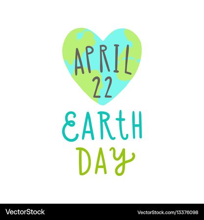 Earth day 22 of april cute heart shaped Royalty Free Vector