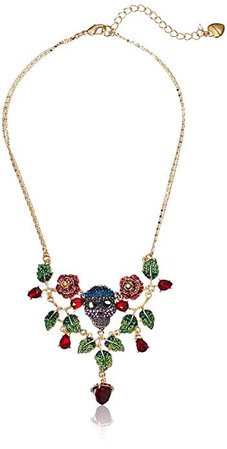 Betsey Johnson Skull Bib Frontal Necklace, Multi, One Size: Jewelry