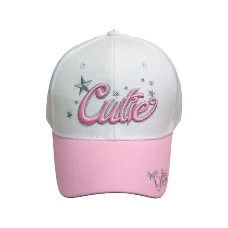 'cute' y2k white and pink hat