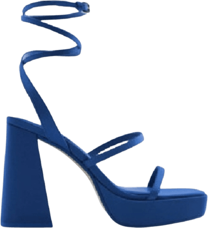 zara blue strappy platform heels