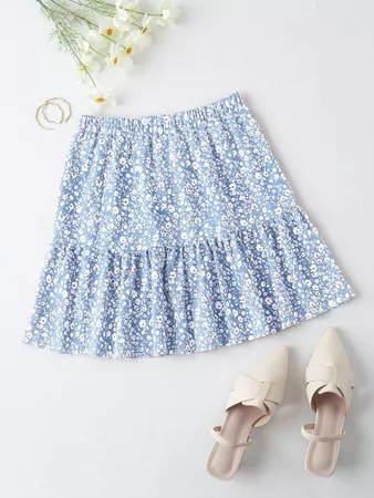 Ditsy Floral Ruffle Hem Skirt | SHEIN USA