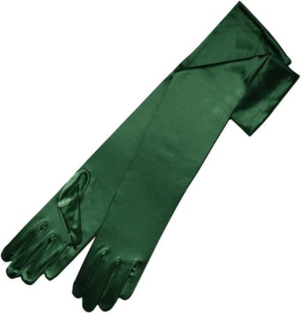 Amazon.com: ZaZa Bridal 19" Long Shiny Stretch Satin Dress Gloves 12BL-Hunter Green : Clothing, Shoes & Jewelry