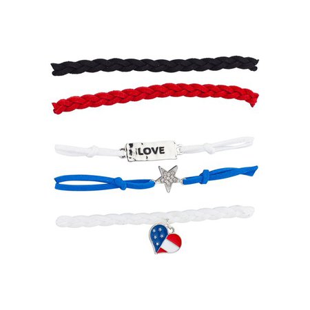 Lux Accessories - Lux Accessories Black Red White Blue Braids Love Star Heart Multistrand Bracelet - Walmart.com - Walmart.com