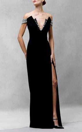 Crystal-Trimmed Crepe Gown By Pamella Roland | Moda Operandi
