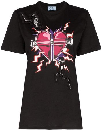 embellished Heart print T-shirt