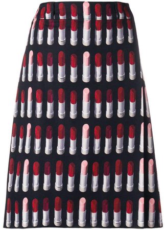 lipstick print A-line skirt