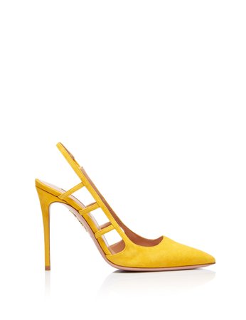AQUAZZURA - Carlyle Pump 105 - SPORTY YELLOW - SUEDE LEATHER