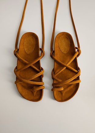 Cross strips sandals - Women | Mango USA brown
