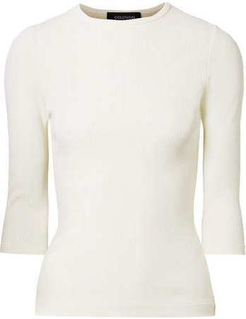 The Rib Stretch Cotton-blend Top - White