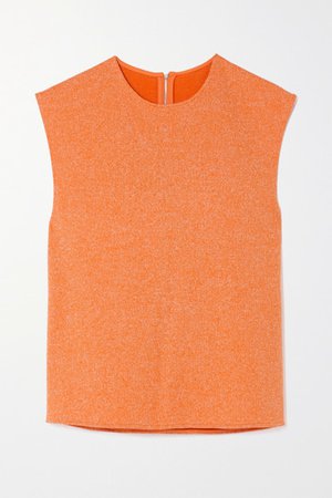 Melange Ribbed-knit Tank - Orange
