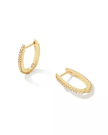 Murphy Gold Pave Huggie Earrings in White Crystal | Kendra Scott