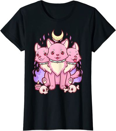 Amazon.com: Funny Kawaii Pastel Goth Cute Creepy 3 Headed Dog T-Shirt : Clothing, Shoes & Jewelry