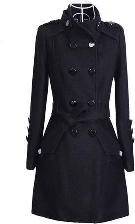 Amazon.com: Femirah Women's Winter Lapel Wool Blend Double Breasted Pea Coat Trench Coat : Clothing, Shoes & Jewelry