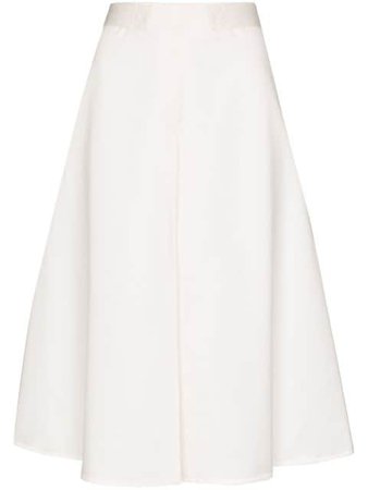 Marni Belted Cotton A-Line Skirt GOMA0186A0TCY42 White | Farfetch