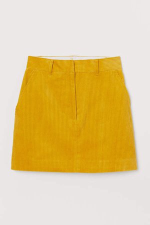 Cotton Corduroy Skirt - Yellow