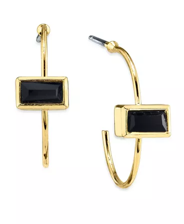2028 2032 14K Gold Dipped Rectangle Crystal Open Hoop Stainless Steel Post Small Earrings & Reviews - Earrings - Jewelry & Watches - Macy's