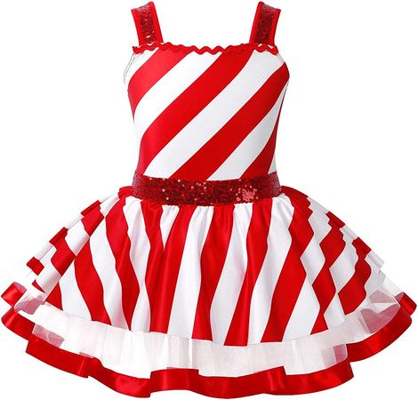 Amazon.com: Moggemol Kids Girls Sequins Striped Tutu Dance Dress Figure Skating Dress Christmas Party Candy Cane Costume Red 10 : Clothing, Shoes & Jewelry