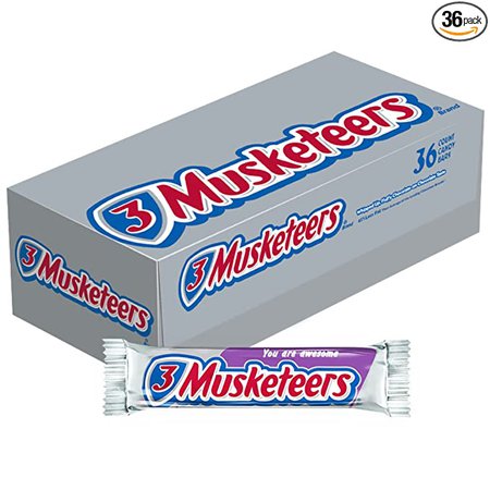 Amazon.com : 3 MUSKETEERS Chocolate Singles Size Candy Bars 1.92-Ounce Bar 36-Count Box : Chocolate Bars : Grocery & Gourmet Food