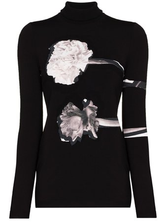 Valentino, floral-print roll-neck top